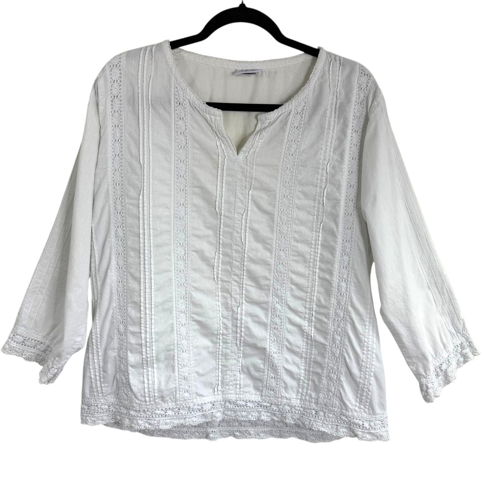 White Embroidered V-Neck Cotton Blouse